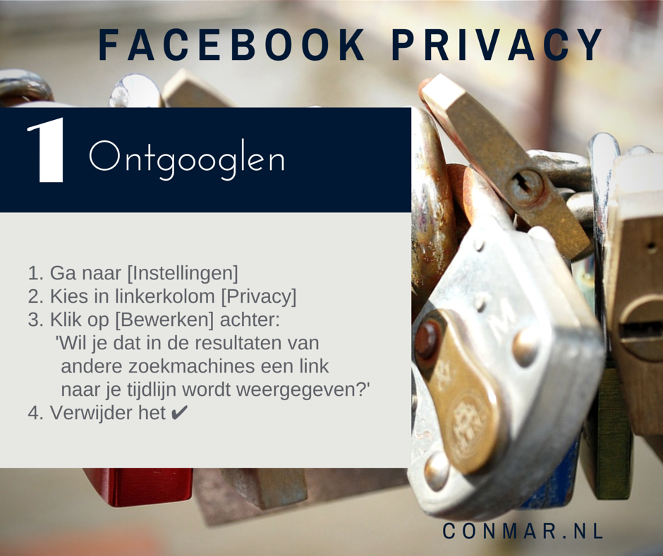 Facebook privacy - Wil je liever niet dat jouw persoonlijke Facebook profiel wordt gevonden via Google of andere zoekmachines?
