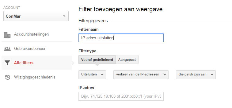Sluit je IP-adres uit in Google analytics