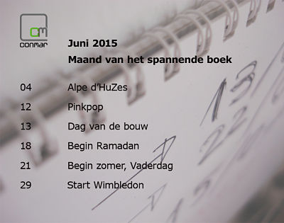 Contentkalender juni 2015 met speciale data om op in te haken